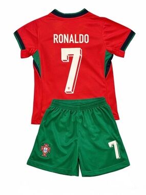 Ronaldo Portugal use soccer jersey kit, two piece jersey and shorts